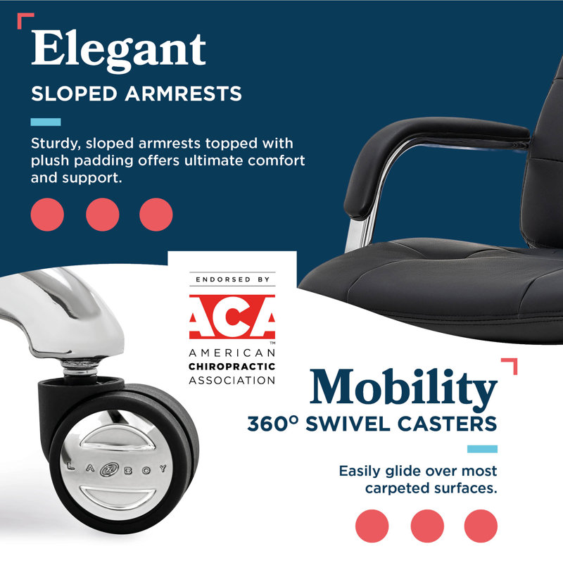 Sonata Leather Swivel Executive Office Chair, Black, Chrome