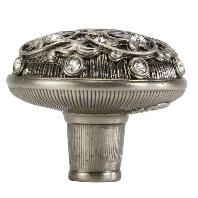 ASSORTED KNOB; DECORATED WITH SWAROVSKI® CLEAR CRYSTAL,  Antique Nickel
