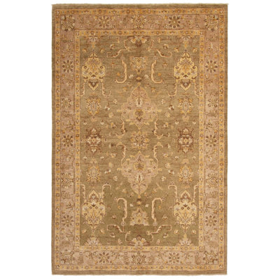 Tapis vert Peshawar Oushak 6 pi 2 po x 9 pi 2 po