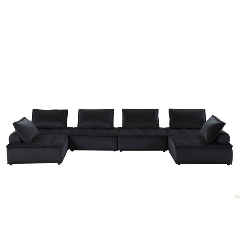 160"W Velvet 6-Seater U-Shape Modular Sectional Sofa