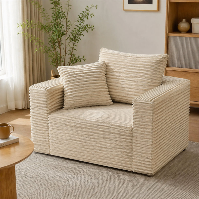 Armless Corduroy Modular Floor Sofa, Camel