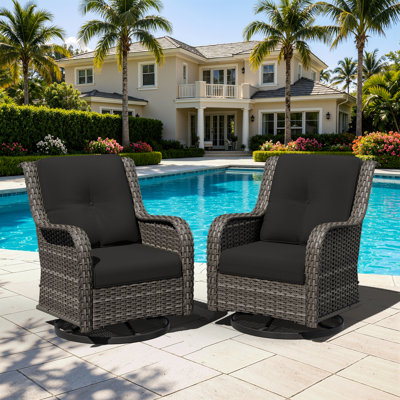 4" Thick Outdoor Patio Cushion, Seat & Back Cushion with 6 Optional Colors(Set of 2)