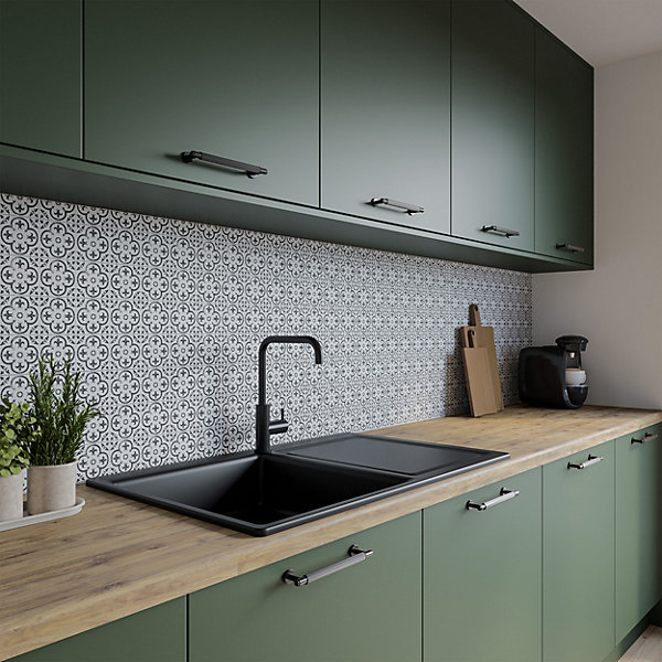 Florence Tile Aluminium Kitchen Hob Splashback, 305 cm x 75 cm