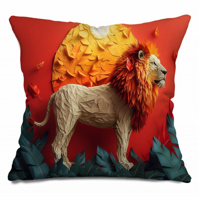 Lion Art Throw Pillow, Wildlife Cotton Twill Pillows