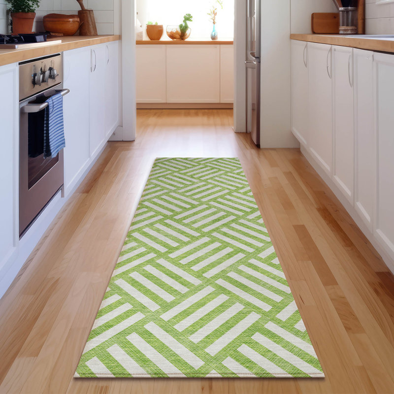Premium Machine Washable Cerrito Lime Rug, Runner 2'3" x 7'6"