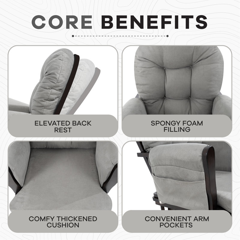 Winston Porter Parkhur Rocking Chair Nursery Glider with Ottoman