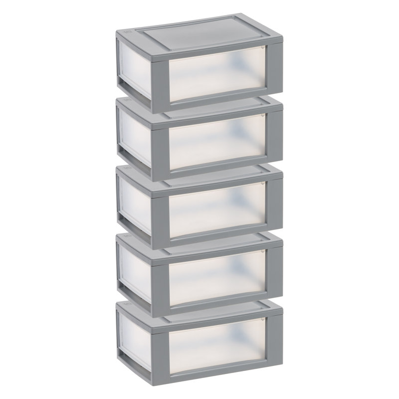 Diedrich Stackable Storage Bin W/ Drawer, Gray, 5