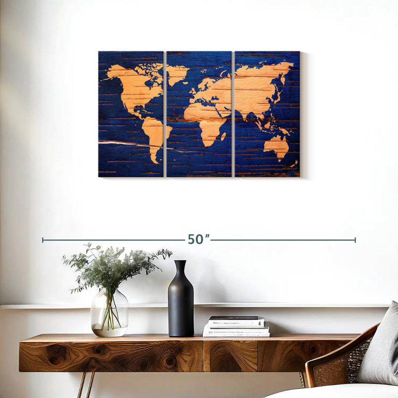 'Birch Cork World Map, 20" H x 33" W