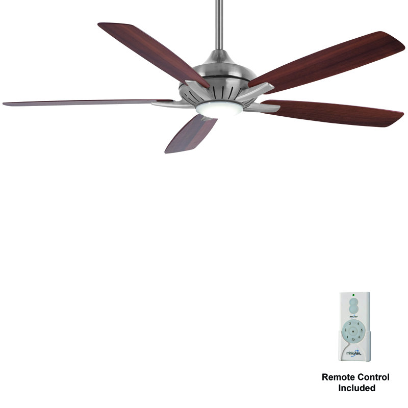 60" Dyno 5 - Blade LED Smart Standard Ceiling Fan with Remote Control and Light Kit Included, Medium Maple/Dark Walnut