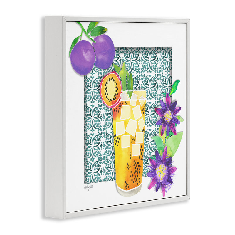 «Passion Fruit Cocktail», estampe numérique, conception de Hillary Holt, H 12 po x l 12 po, Giclée encadrée blanc bord de mer