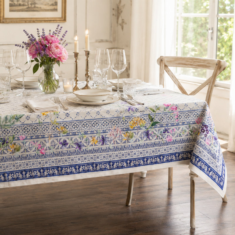 Faience 100% Cotton Tablecloth, 108" L x 60" W
