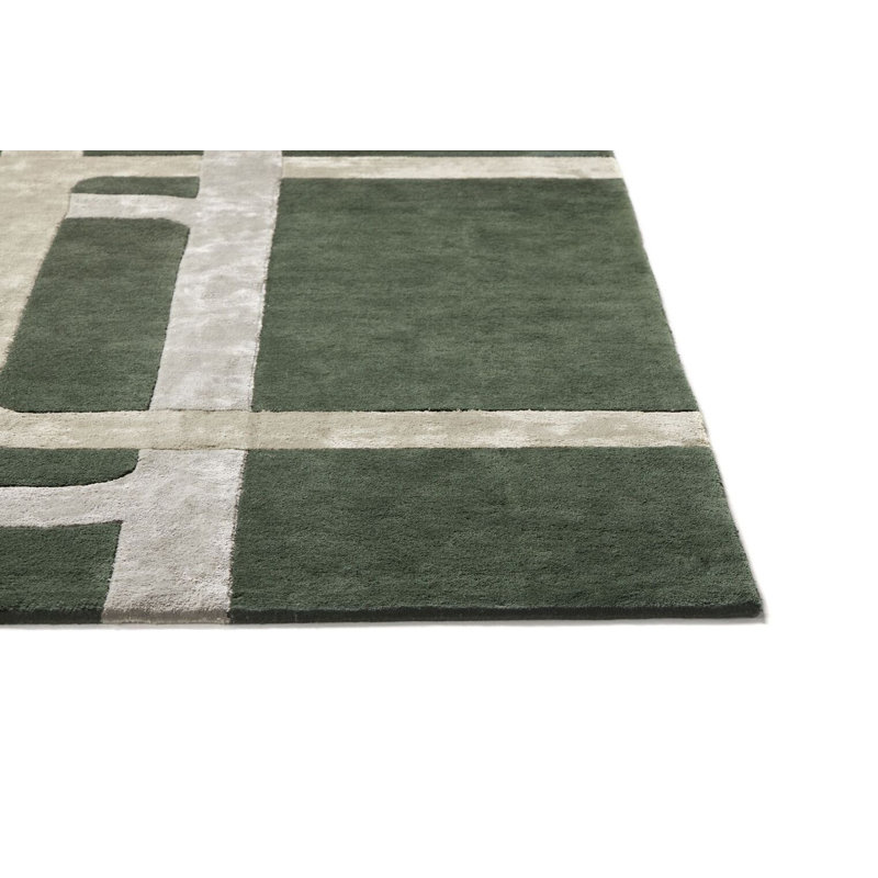 Geometric Area Rug in Green/Gray, Rectangle 6'5" x 10'
