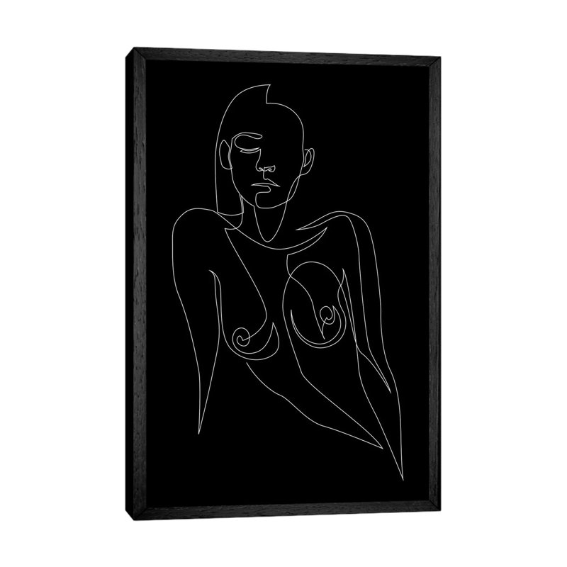 Nude Black - One Line by Addillum - Gallery-Wrapped Canvas Giclée on Canvas, Black Framed, 101.6 cm H x 66.04 cm W