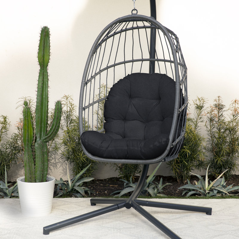 Outdoor Seat/Back Cushion Egg Chair Cushion, Black
