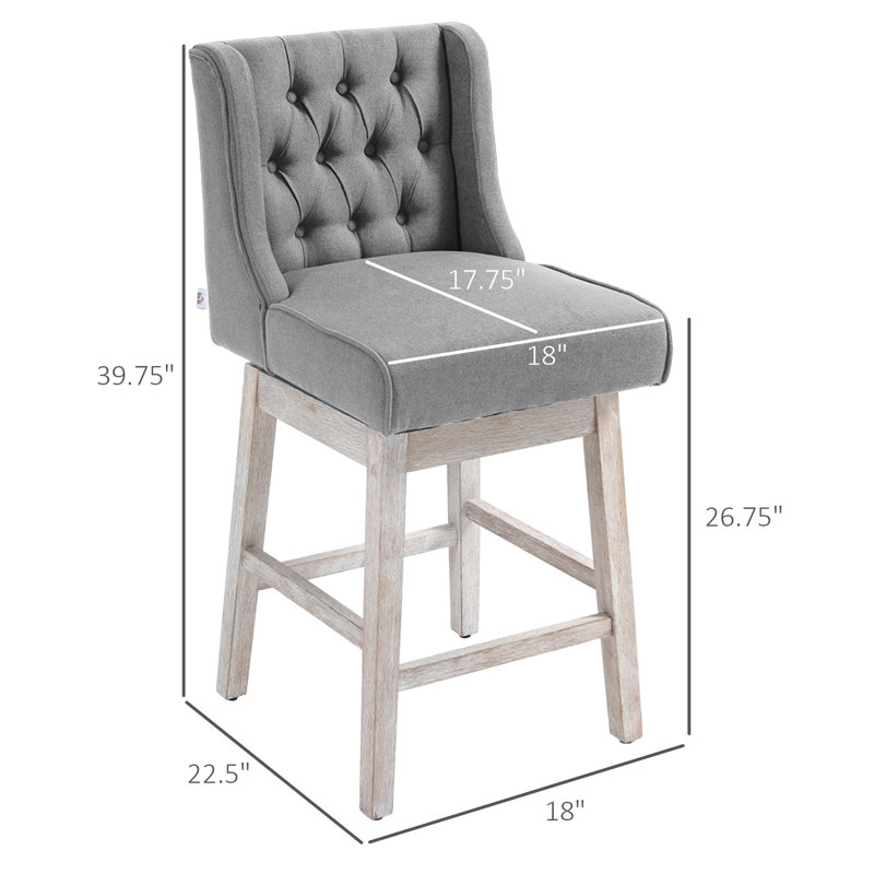2 Counter Height Treasures, 180 Degree Swivel, 27" Seat Height, Solid Wood Footrest, Button , Grey 2 , Swivel Seat, High, With Footrest & Feature