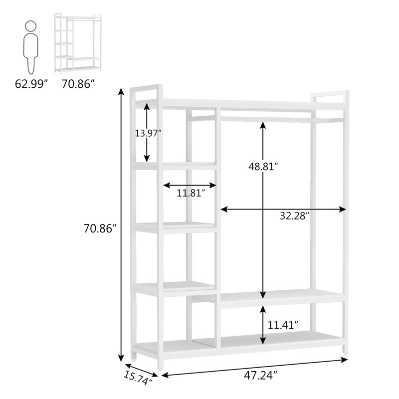 Krina 47'' Manufactured Wood Clothing Rack, White