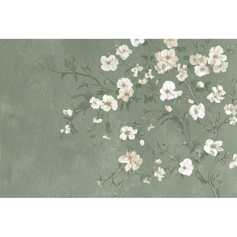 Murale botanique sauge vert, Texturé non collé, 200 po x 120 po