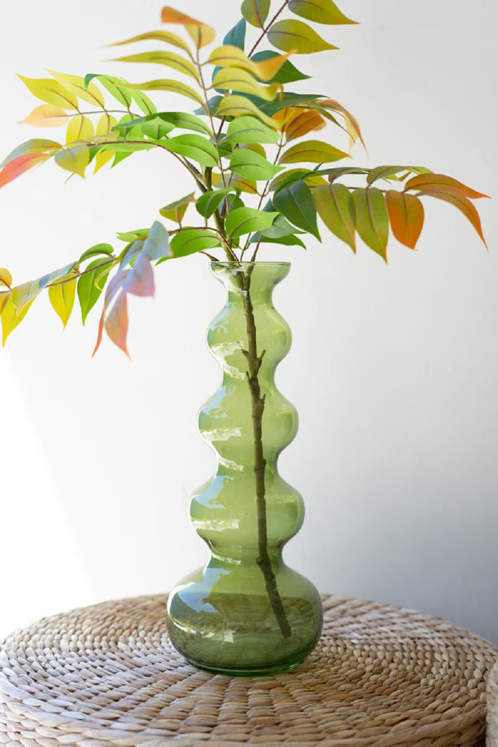 Small Glass Bubble Vase, 5.5" W x 5.5" D, Green