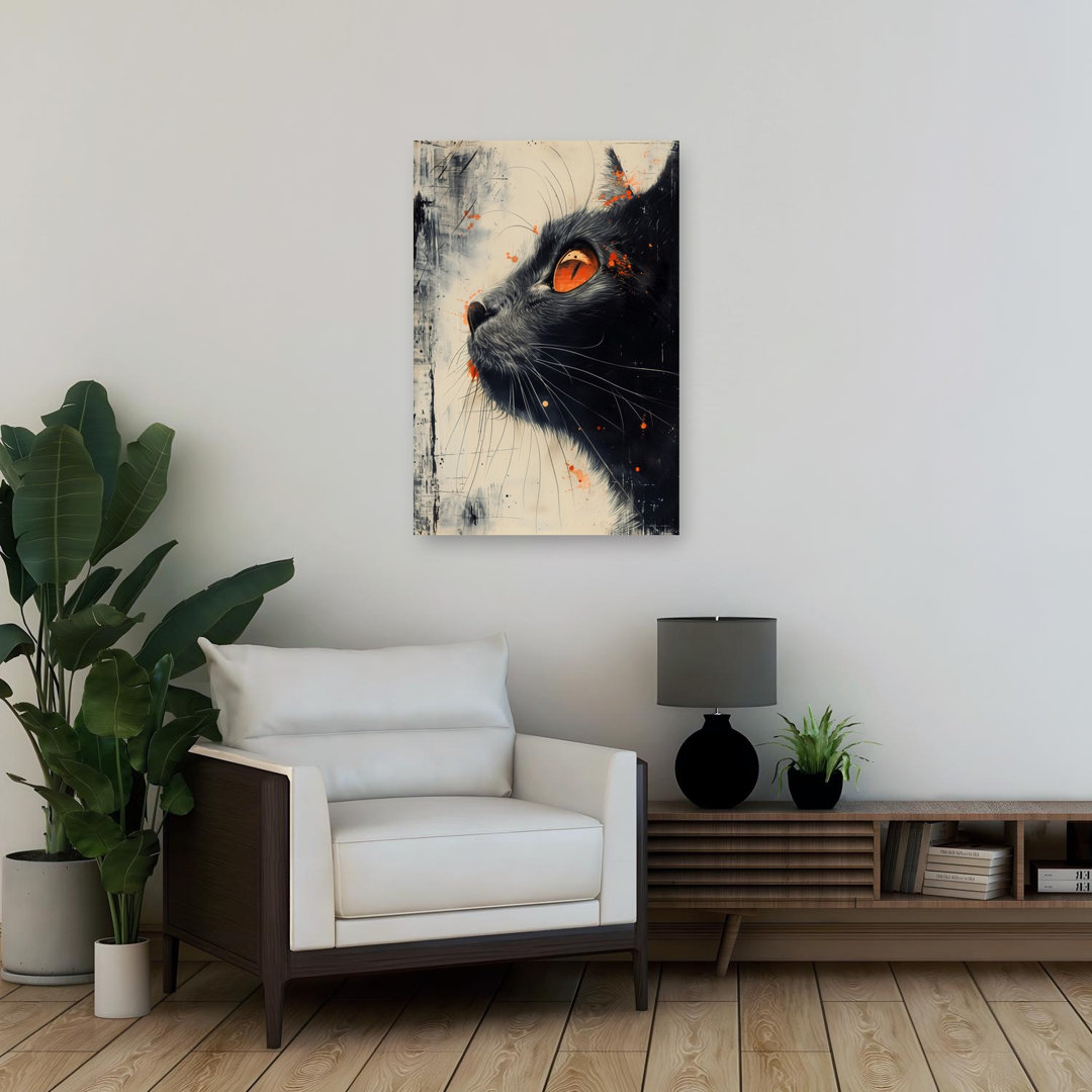 Intense Black Cat Gaze Contemporary Cat Wall Art Print