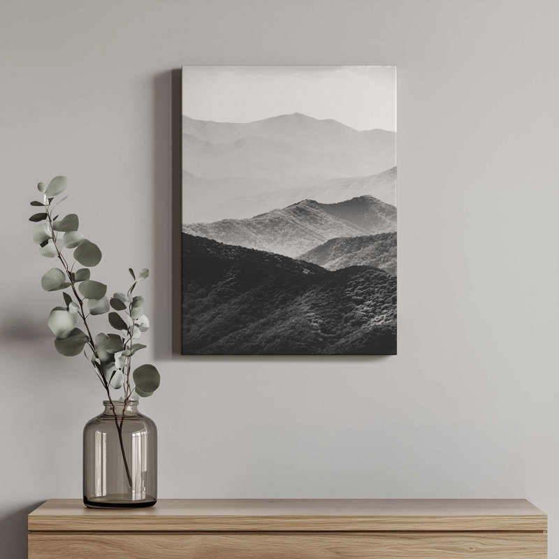 «Glimpse - Black and White Mountains Landscape», photographie de Nature par Nature Magick, 32" H x 24" W, Wrapped Canvas