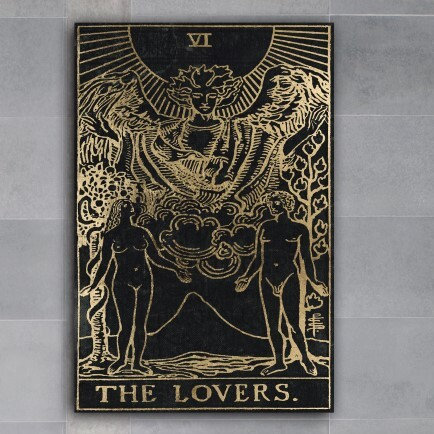 «The Lovers Tarot Gold», impression sur toile tendue, H 36 po x l 24 po