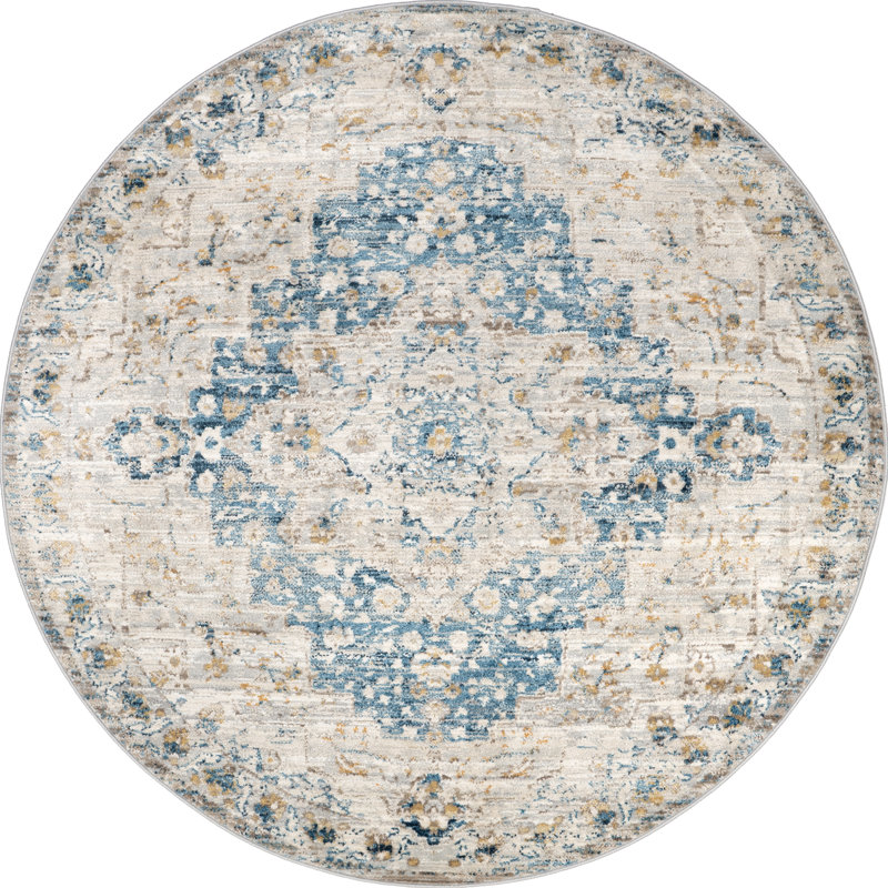 Tapis oriental Eugen en beige / bleu, Rond 5 pi