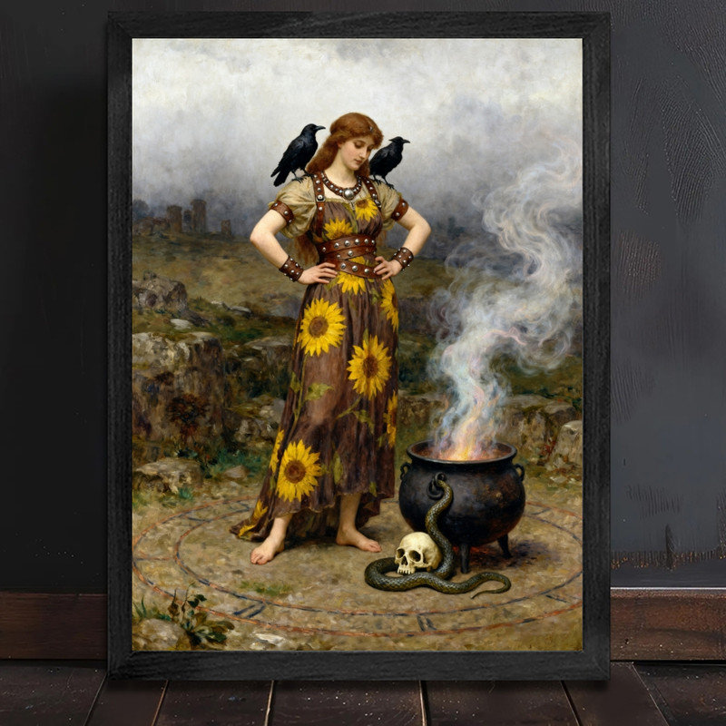 «Black», art mural fantaisiste, chaudron de sorcière, H 11 po x l 9 po