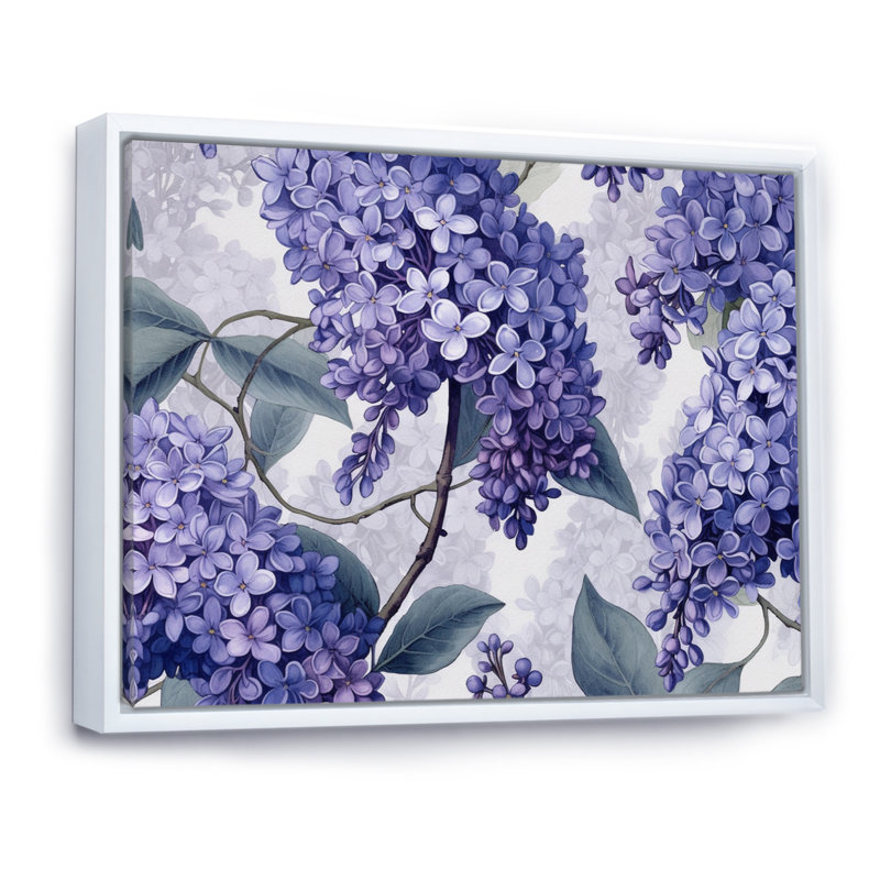 «Lilac mauve et gris», impression sur toile, Cadre flottant blanc, H 24 po x l 32 po x P 1 po