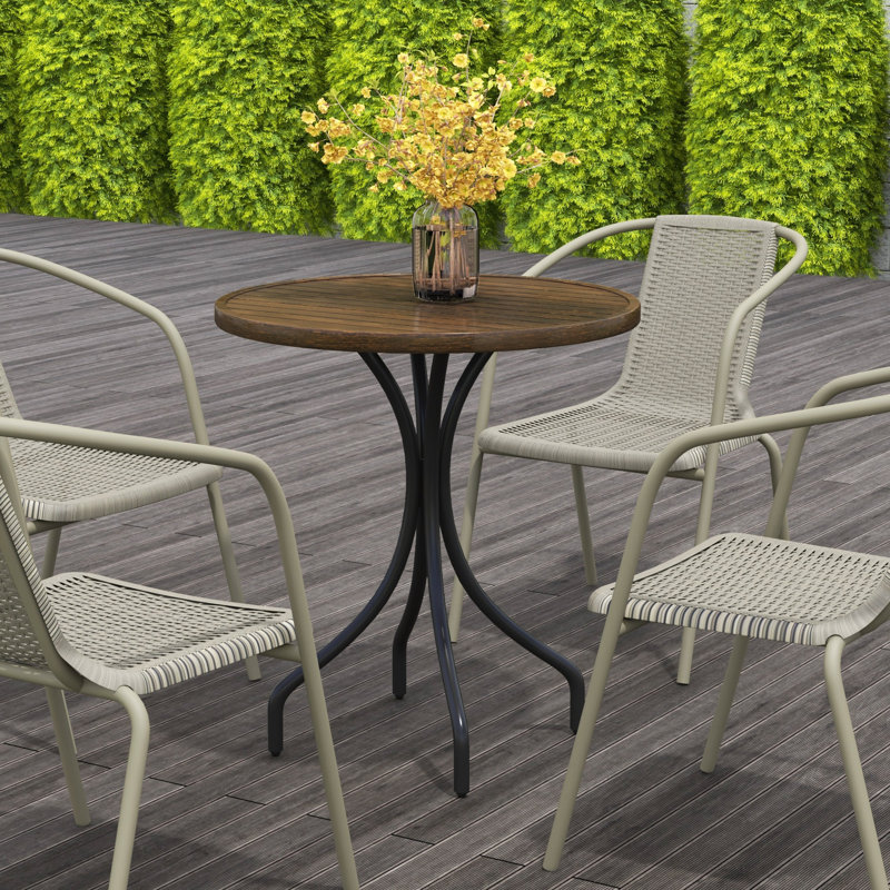 Round Metal Outdoor Side Table , 66cm cm W 66cm cm D, Brown
