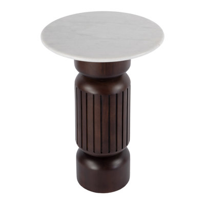 Table d'appoint ronde en marbre et bois de là