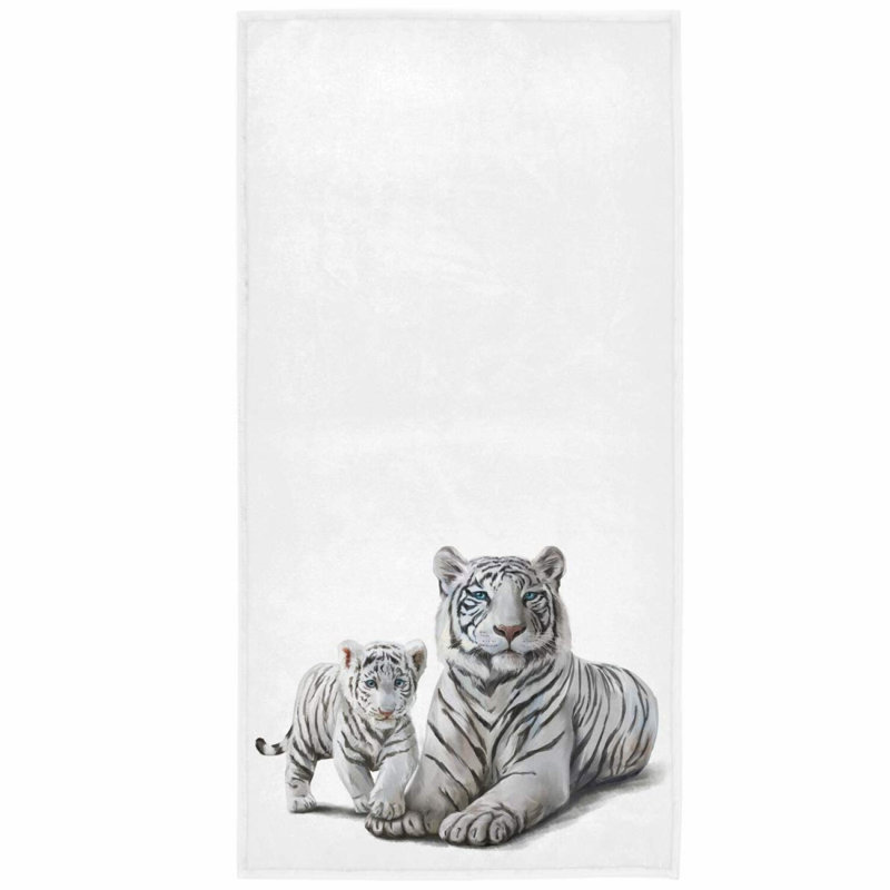 UltraSoft White Tiger Hand Towels - 16x30 in, Highly Absorbent, Perfect for Bathroom, Kitchen, or Guest Use
