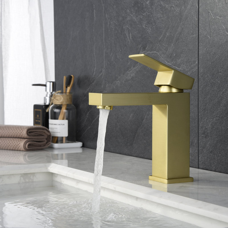 Brushed Gold Single Handle Modern Bathroom Faucet