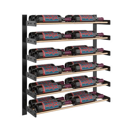 Abbie-Marie 24-Bottle Industrial Wall-Mounted Wine Rack in Golden Bronze/Matte Black– 30" H x 27.75" W