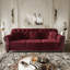 Canapé Chesterfield 82,6 po rembourré en velours avec garniture cloutée et accoudoirs roulés, canapé de style Mid-Century moderne capitonné avec boutons, inclus 3 coussins-939287151