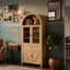 Armoire de rangement 72 "Silhouette arquée, étagère à dôme intemporelle avec 5 compartiments à niveaux (disponible en noyer, chêne et noir)-1433844588