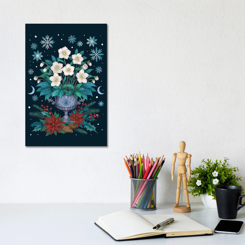 Rose de Noël - reproduction d'art murale - toile tendue