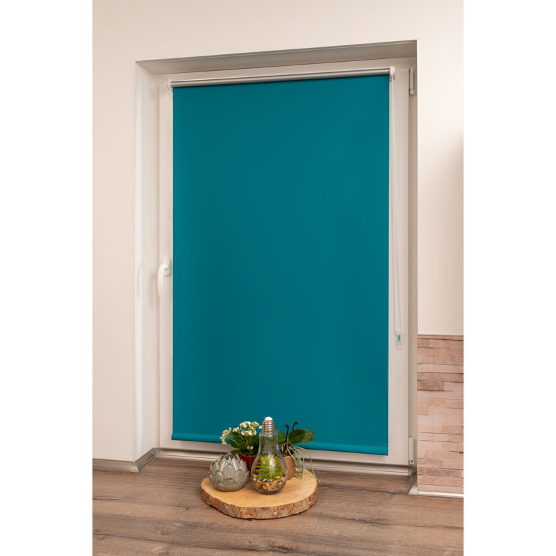 Klemmfix Room Darkening Roll-Up Blinds, 200 cm L x 100 cm W , Petrol