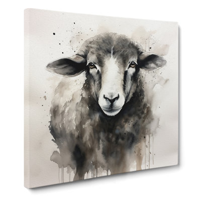 Sheep Ink Wash - Wrapped Canvas