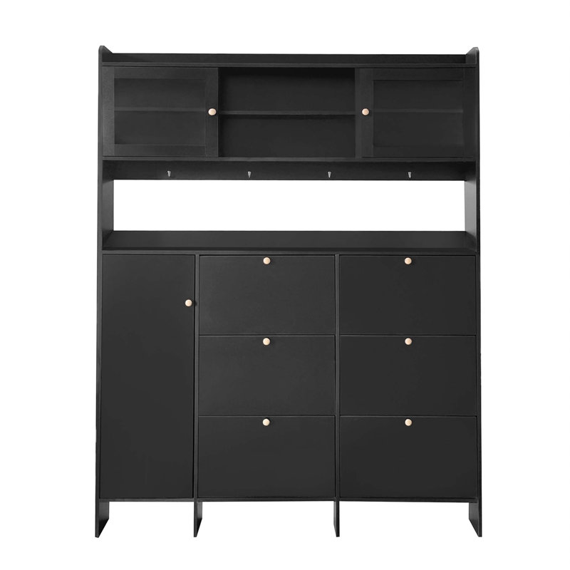 18 Pair Shoe Storage Cabinet, Black