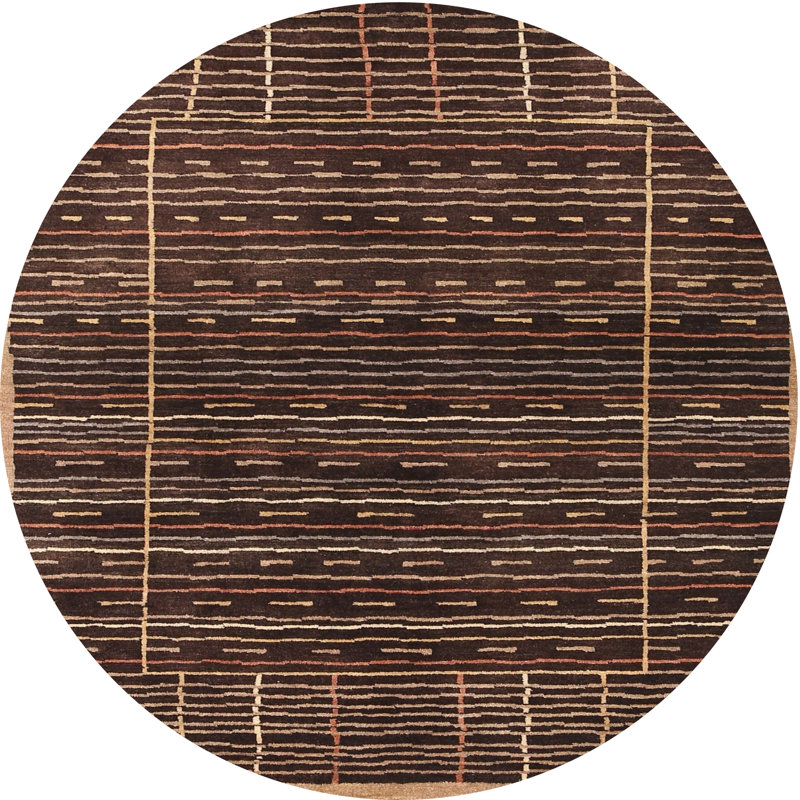 Tapis contemporain brun, Rond 5 pi