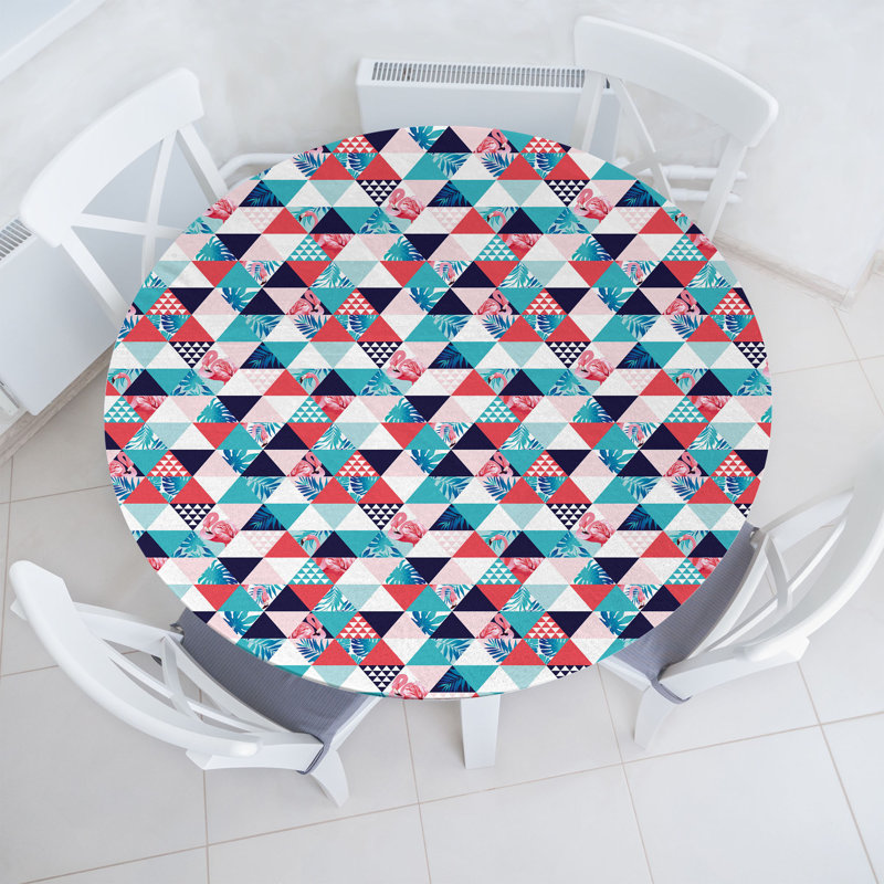 Wrought Studio™ Flamingo Fitted Round Tablecloth Diameter Multicolor, 51.97" Round