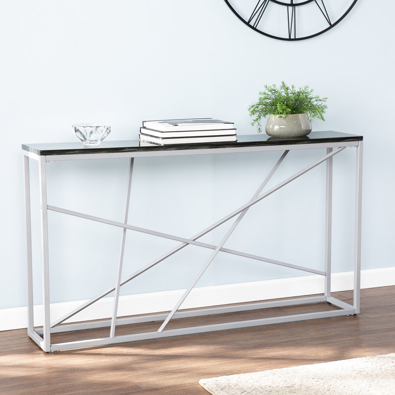 52'' Console Table, Silver/Black