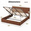 Structure de lit relevable avec mécanisme hydraulique, lignes courbes en bois ondulé, aucun sommier nécessaire-979355457