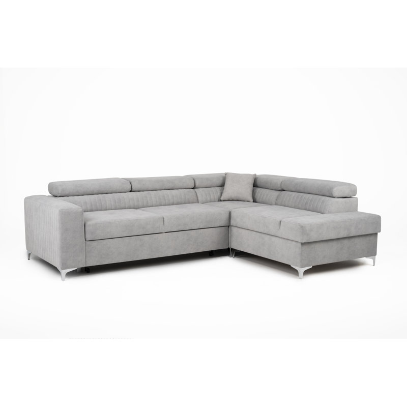 Lauren Corner Sofa Bed, Right Hand Facing, Silver