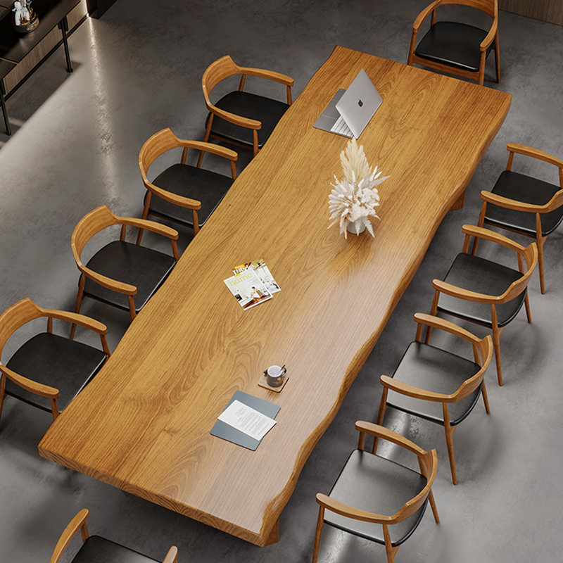 Table de conférence en bois massif brun Free Form, H 29,53 po x L 98,43 po x l 39,37 po