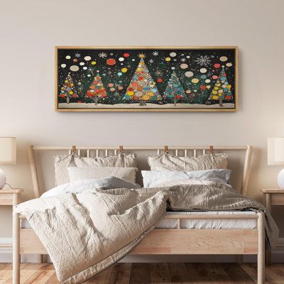 Merry Christmas, lumières colorées, pin, vacances, très grandes photos, impression sur toile encadrée