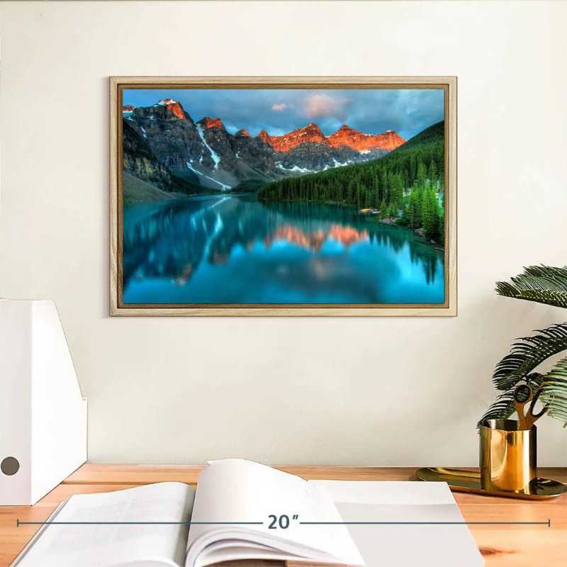 Tranquil Moraine Lake, Cadre flottant en bois naturel, 13 po x 9 po