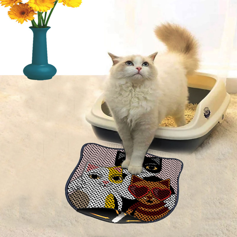 Tapis de litière durable pour chat, 15,7 po x 19,7 po | 50% PVC / 50% polyester, lavable à la machine et passer l'aspirateur | Parfait pour un nettoyage facile, conception antidérapante pour garder votre maison propre et fraîche, idéal pour les propriétaires d'animaux de compagnie