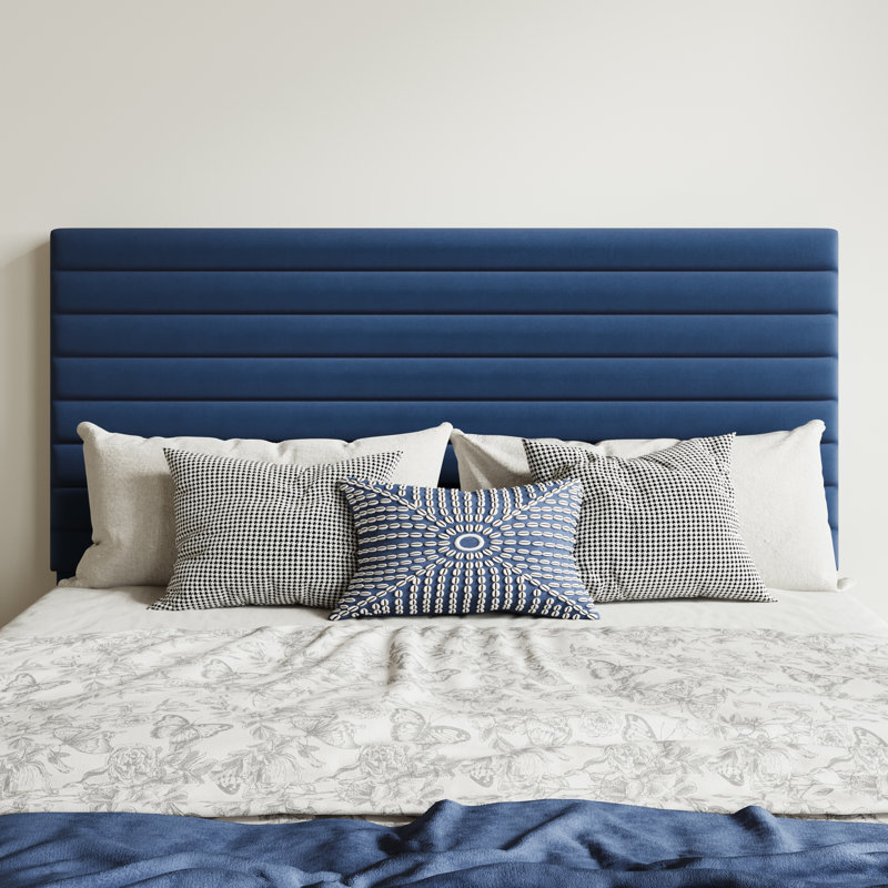 Modern Velvet Upholstered Bed Frame With Adjustable Headboard, Full Size, Queen Size, King Size, No Box Spring Needed, Blue