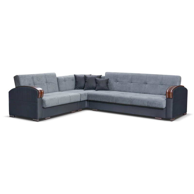 Canapé modulaire faisant face à la droite en microfibre / microsuède de 120 po Samantha, Gris
